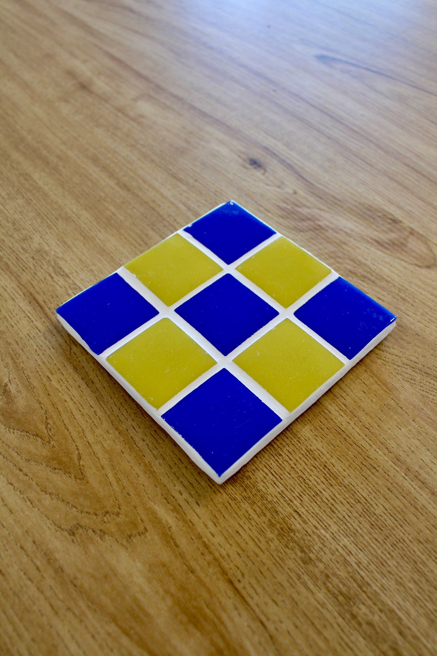 Paire de petits dessous de plat en mosaïque - Jaune et Bleu