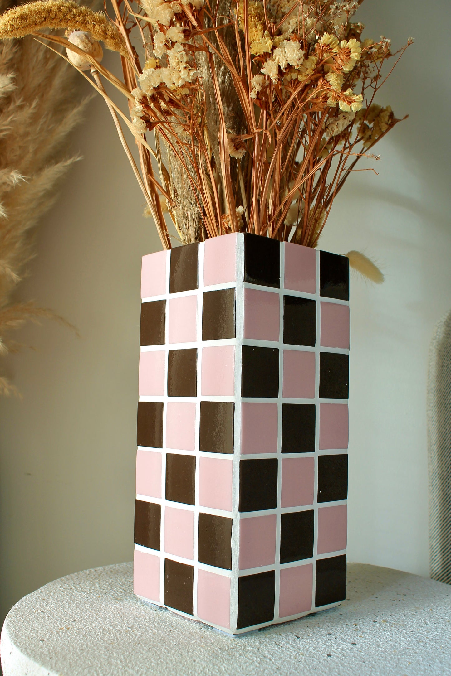 Vase Cache-Pot ESSAOUIRA rose et chocolat