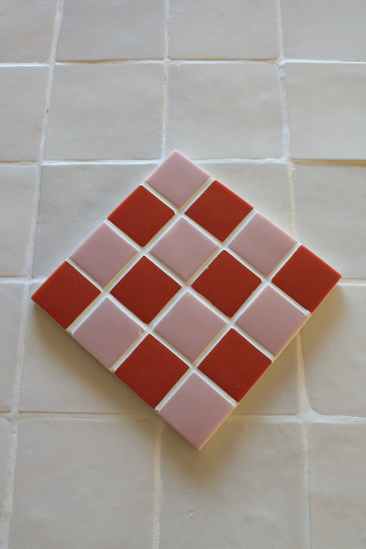 Moyen dessous de plat en mosaïque - Rose et Terracotta