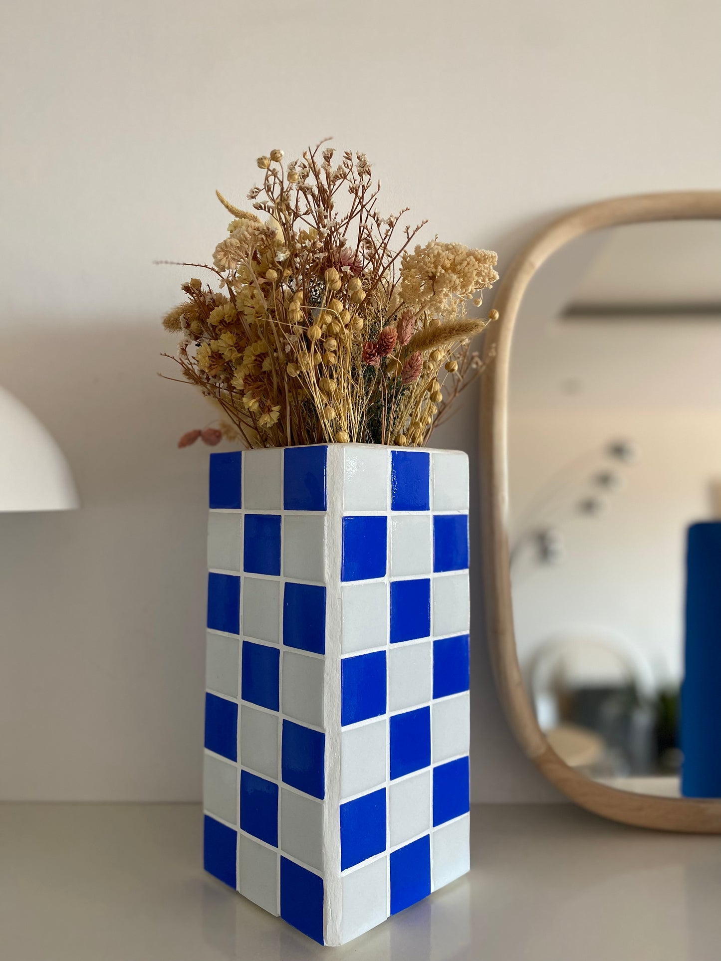 Vase Cache-pot en mosaïque à damier sur mesure