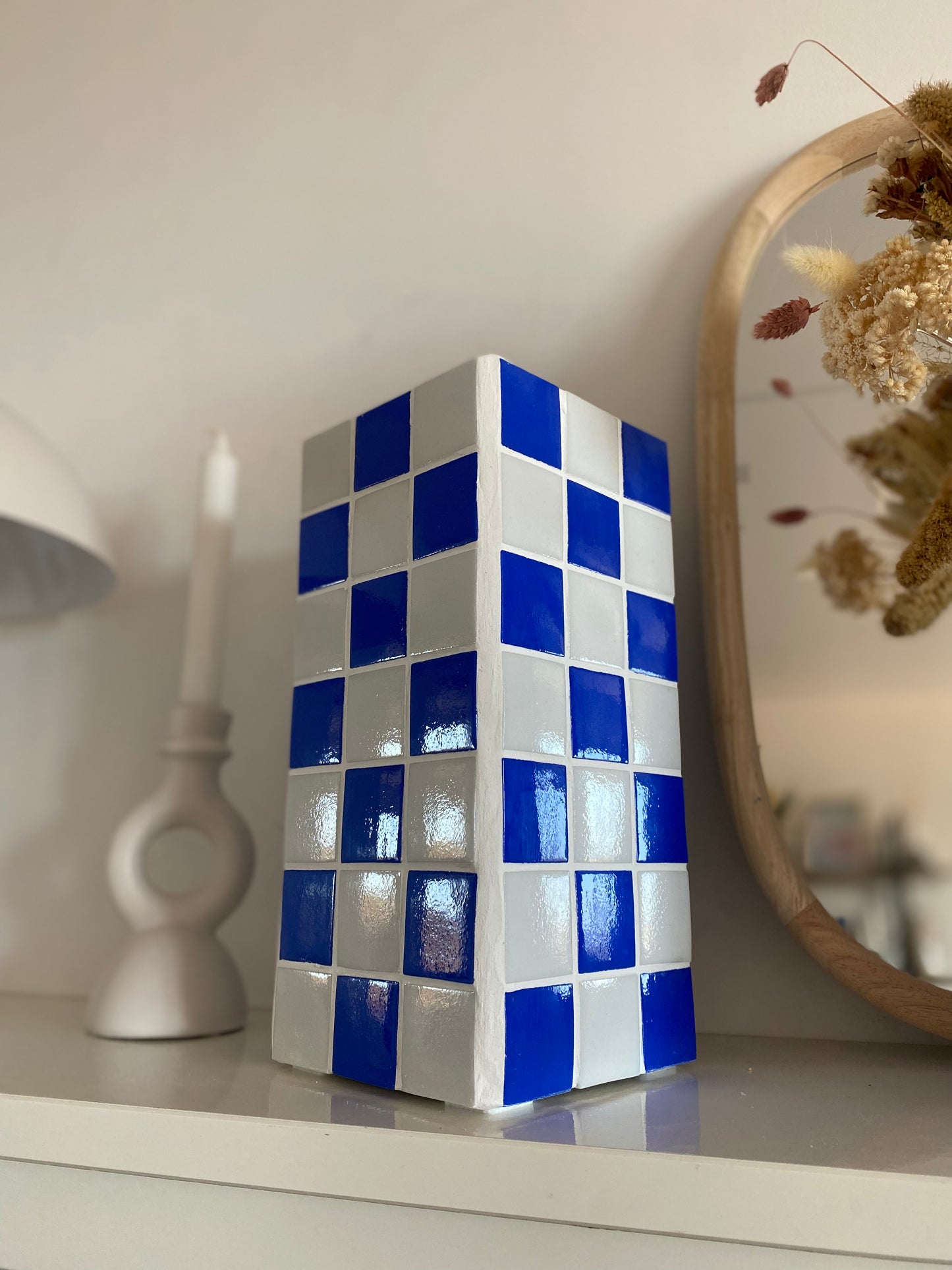 Vase Cache-pot en mosaïque à damier sur mesure