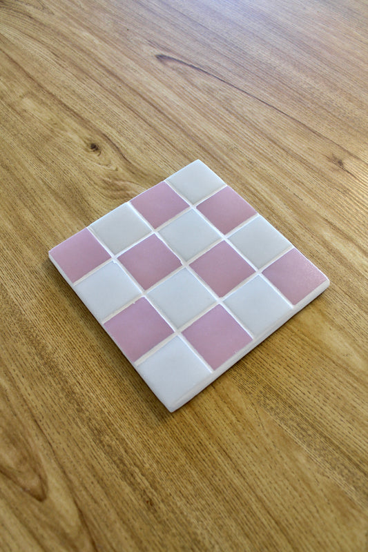Moyen dessous de plat en mosaïque - Rose et Blanc