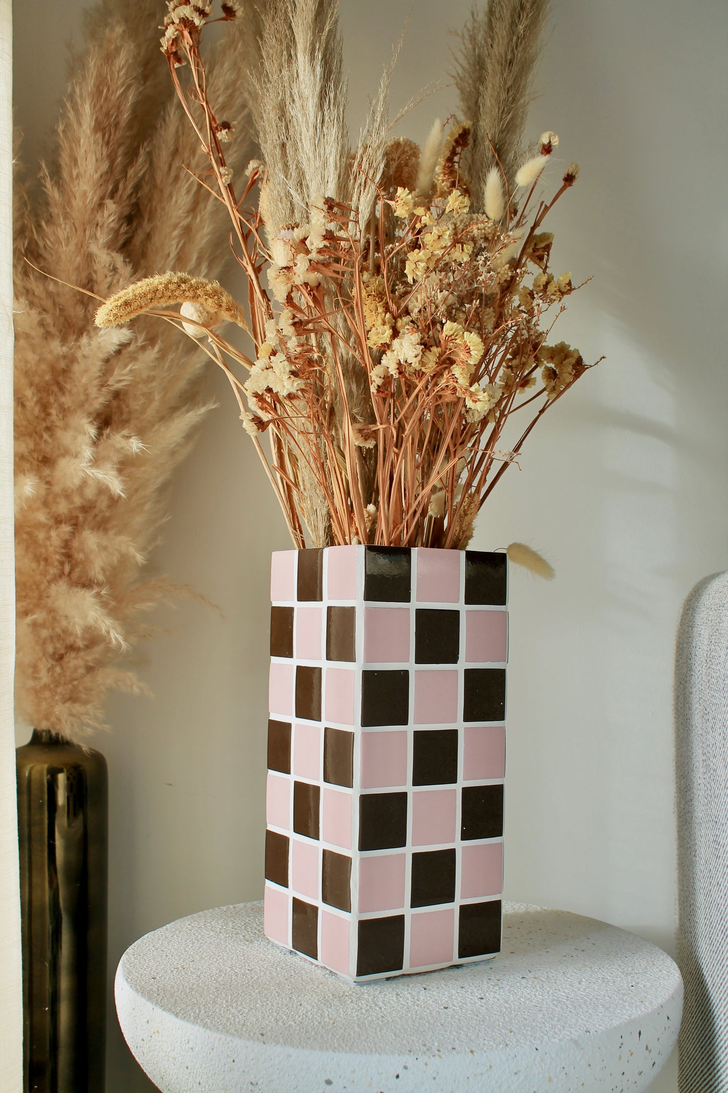 Vase Cache-Pot ESSAOUIRA rose et chocolat