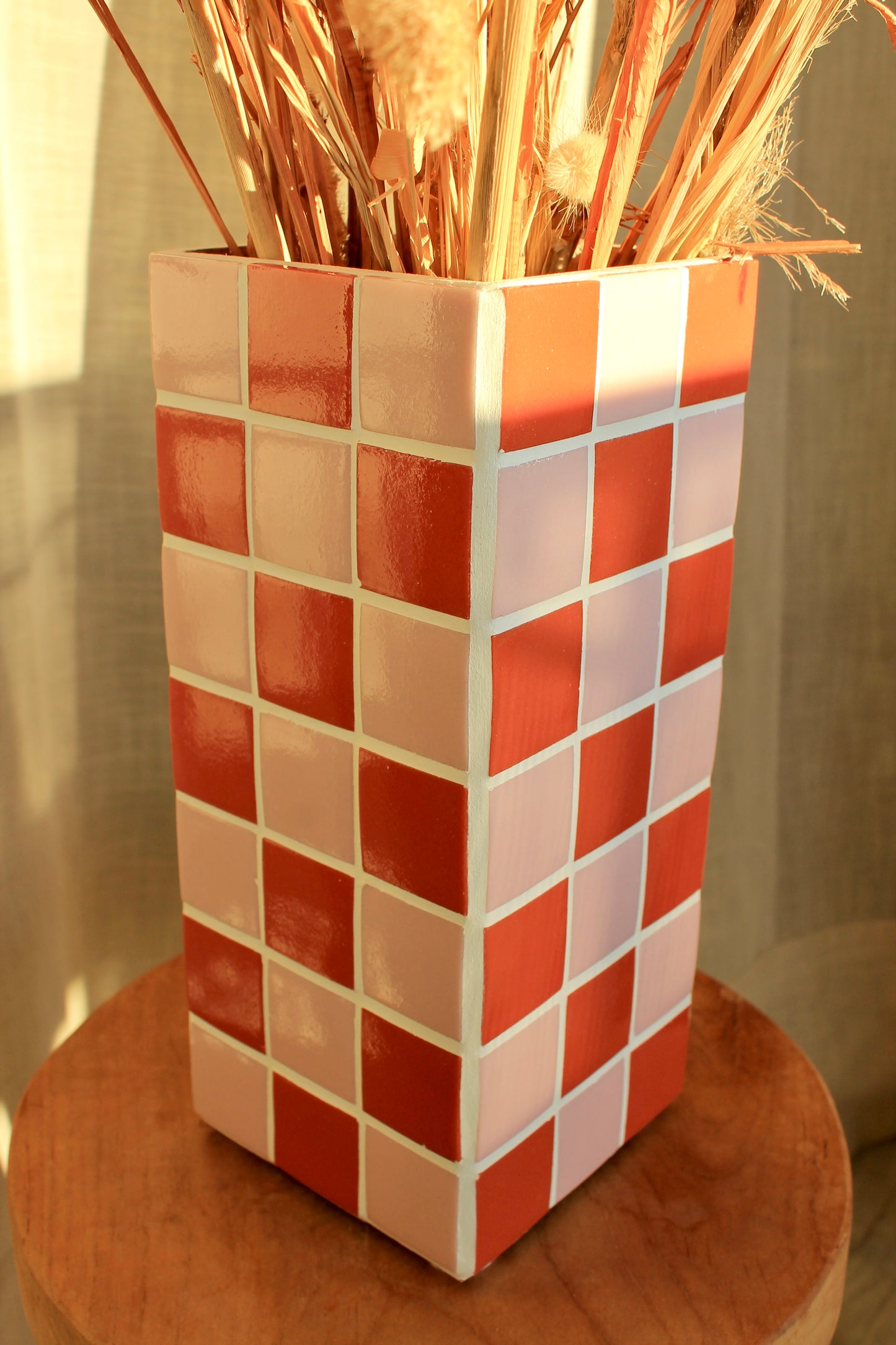 Vase Cache-pot en mosaïque à damier sur mesure